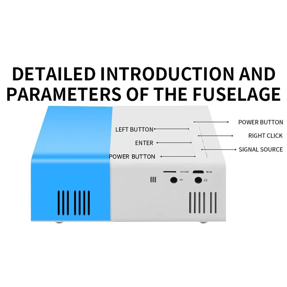 YG300 Portable Mini Projector, High-Definition Television, USB, SD Memory Support, Outdoor Movie Projector